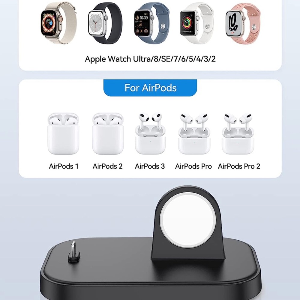 Portable Charger Stand for Apple Watch, 2 in 1 iWatch Charger with USB C Cable - Picture 3 of 6